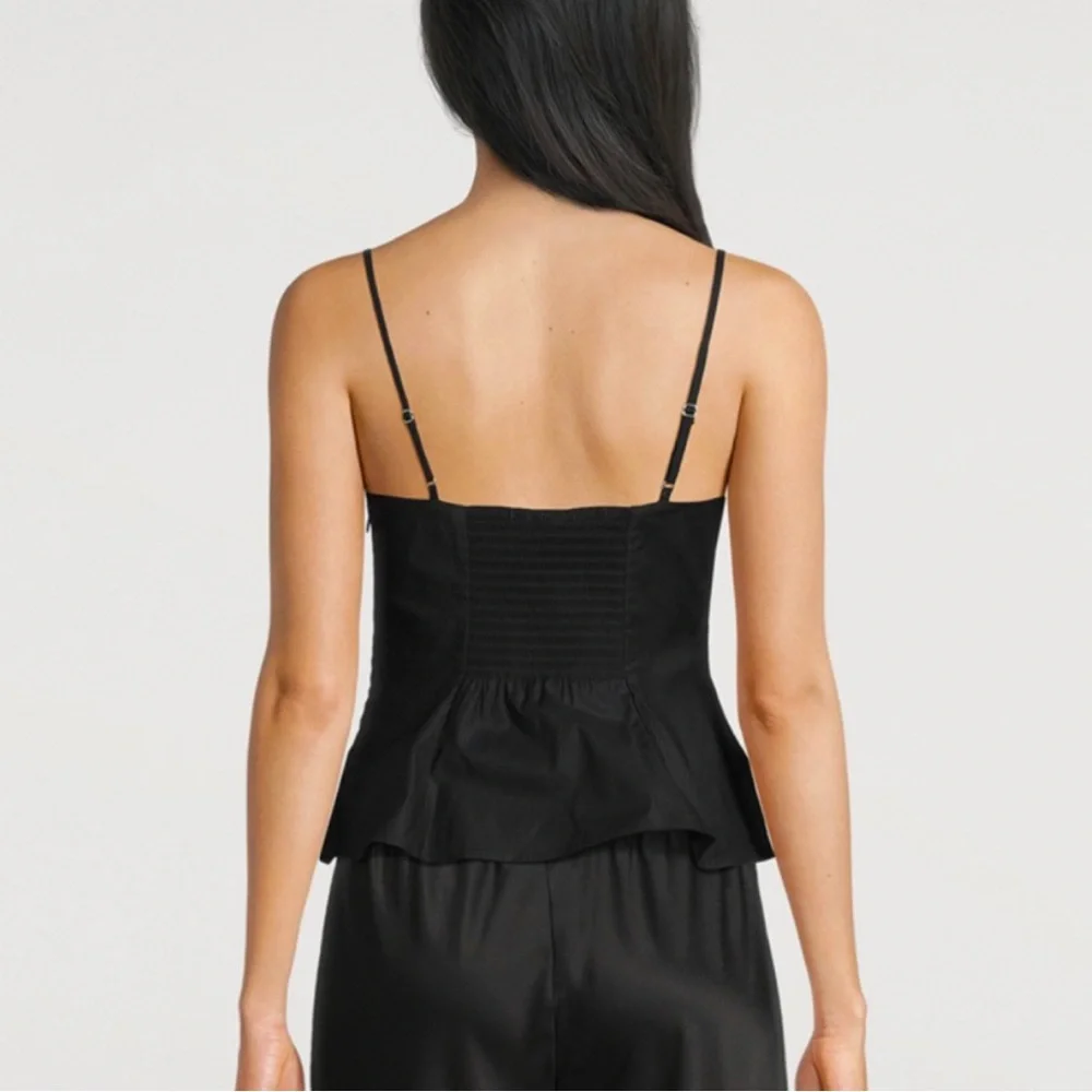 Reformation Genevieve Lace Trim Black Camisole Size 6 - Picture 3 of 8